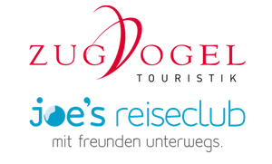 Logo der Zugvogeltouristik GmbH mit Logo von joe´s Reiseclub